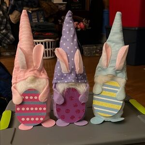 Easter Gnome Decor Set with Striped and Polka Dot Hats